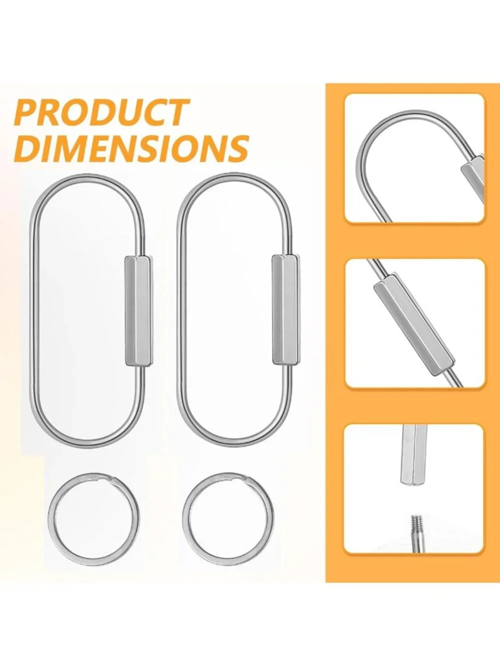 16 Pcs Locking Carabiners & Key Rings - Durable Screw Lock Keychain Set